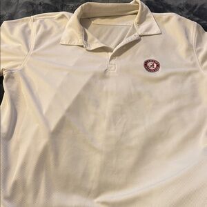 Antigua Cream Polo with Maroon Emblem